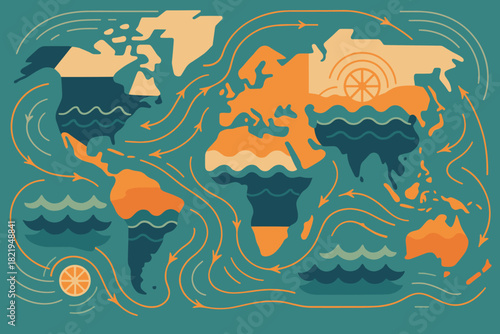 Captions no marks any ocean patterns flow flat icon vector energy modern