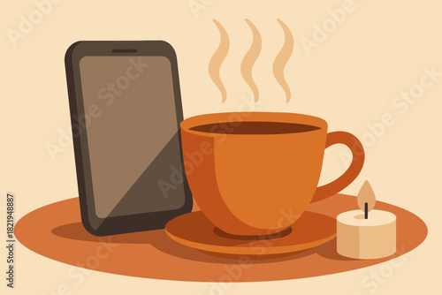Digital vector icon warm detox peaceful full no minimal moment cup punctuation