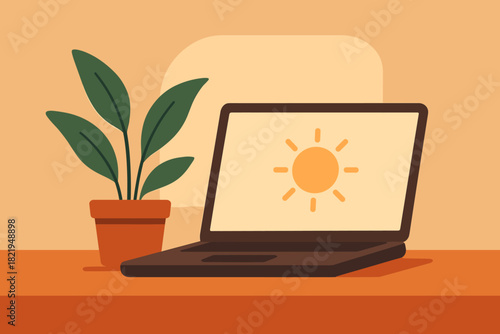 Minimal icon vector bliss full punctuation captions no bubbles plant flat workspace