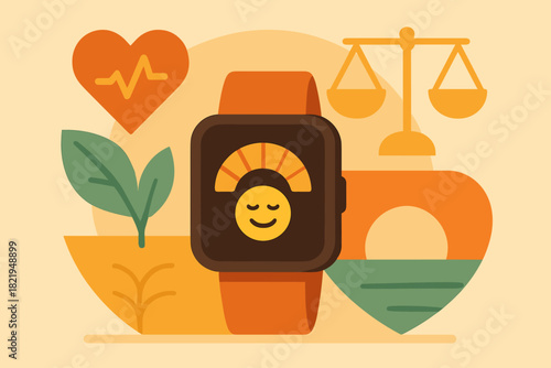 Wellbeing cohesive no icon labels minimal device showing full digital letters visualized