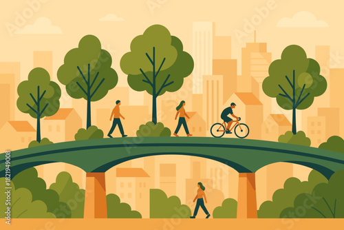 Illustration friendly vector text full cycling eco chinese icon no growing urban