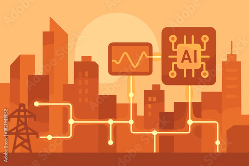 Energy geometric marks lines vector cohesive icon any smart flat city cyrillic