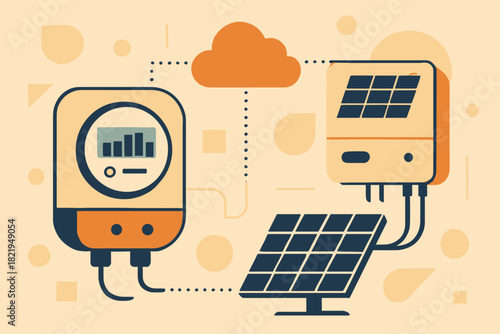 Numbers monitoring chinese smart energy text to illustration no typography icon captions