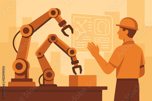 Vector ai numbers human manufacturing illustration driven style icon no any typography