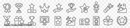 Reward and award line icon set