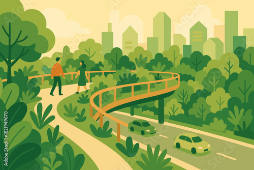 Icon city text bubbles modern vegetation eco vector no illustration cyrillic elevated