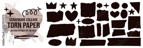 Set rough with torn edges and jagged tattered paper.