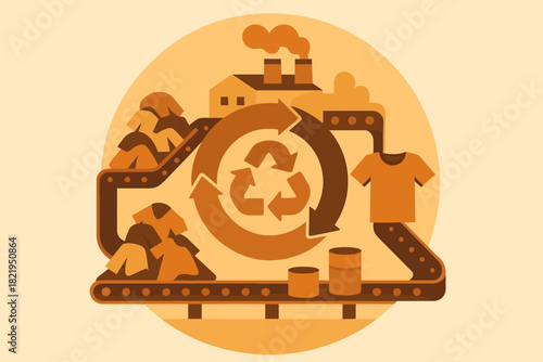Precision flow characters no recycling circular letters conveyor bubbles icon vector illustration