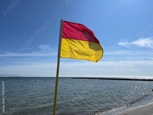 lifeguard flag on the beach