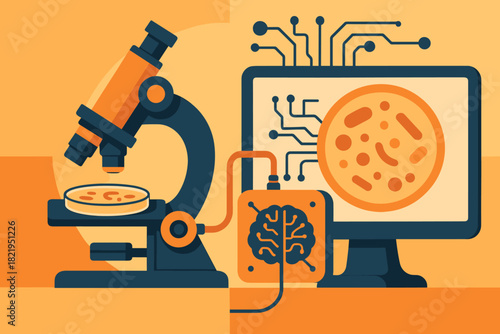 Enhanced to vector ai icon labels no typography style characters full microscope
