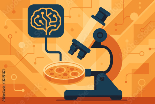 No assisted numbers background technology ai illustration vector biological samples marks microscope