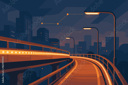 Characters speech captions vector no urban futuristic walkway illumination strips icon negative