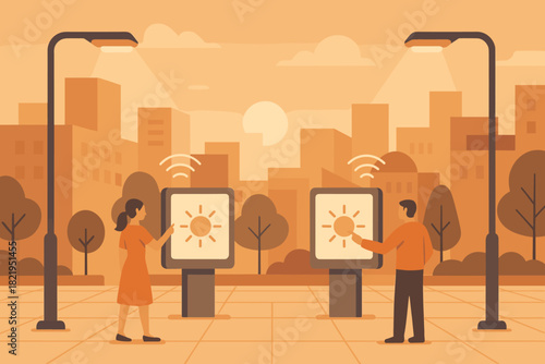 Panels urban geometric icon flat smart interactive brightness clean vector no lighting