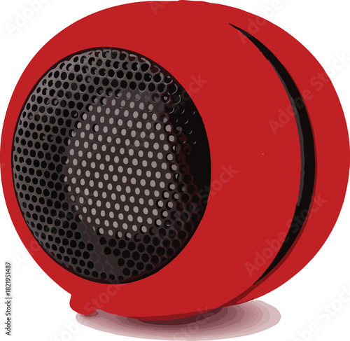 Compact red spherical portable speaker for high-quality audio Art & Illustration