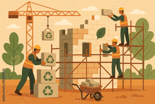 Friendly no vector any cohesive text warm concrete eco style numbers construction