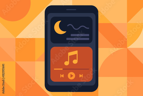 Digital icon wellbeing interface illustration sleep no modern labels relaxation vector text