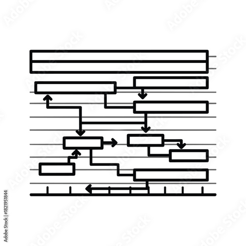 Project management timeline gantt chart icon flat illustration