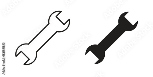 Wrench icon flat vector illustration. Black Thin Line Icon Emblem Concept