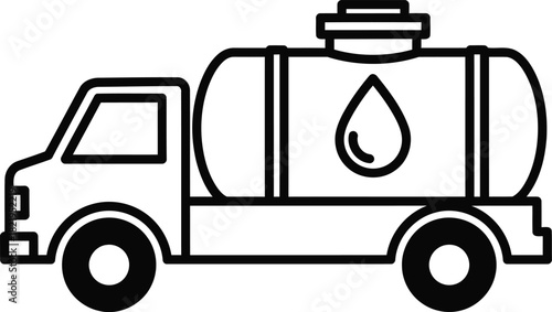 Sleek tank truck outline delivering essential resources, representing industry and logistics with a modern, minimalist design perfect for transportation themes