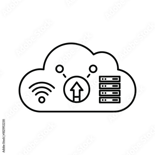 Cloud computing data storage and network connectivity icon design