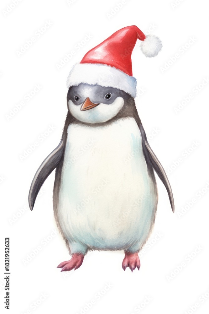 Fototapeta premium Chubby penguin dancing christmas drawing animal.