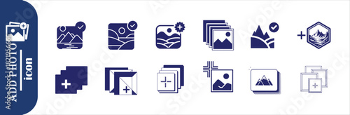 Add photo icon set vector illustration contains such icons as picture gallery and new image creation