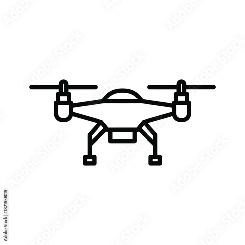 Drone quadcopter icon line art illustration for aerial technology