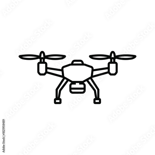 Outline icon of modern quadcopter drone for aerial photography