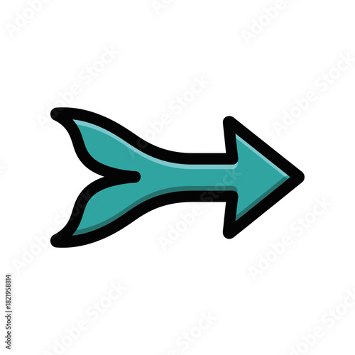 Aqua arrow with water-flow effect showing motion, fluidity and refreshing direction for nature or tech graphics