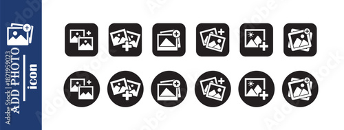 Add photo icon set vector illustration. collection of add photo sign for website design, mobile app, ui ux