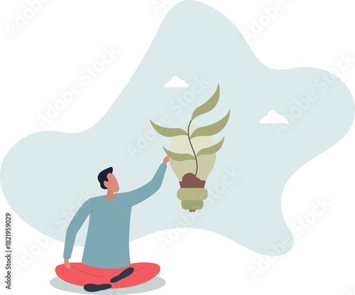 Green electricity concept.characters showing benefits of sustainable economic growth with renewable energy resources.life and employment of people.