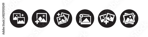 Add photo icon set vector illustration. collection of add photo sign for website design, mobile app, ui ux