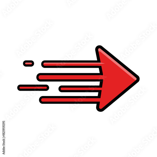 Fast red speed arrow icon showing motion, acceleration and energy for dynamic UI, sports graphics and action designs