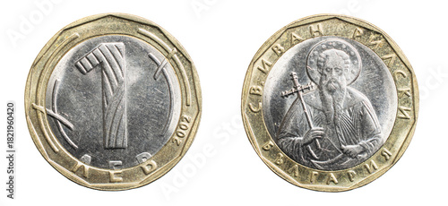 Wallpaper Mural one bulgarian lew coin isolated on white background Torontodigital.ca