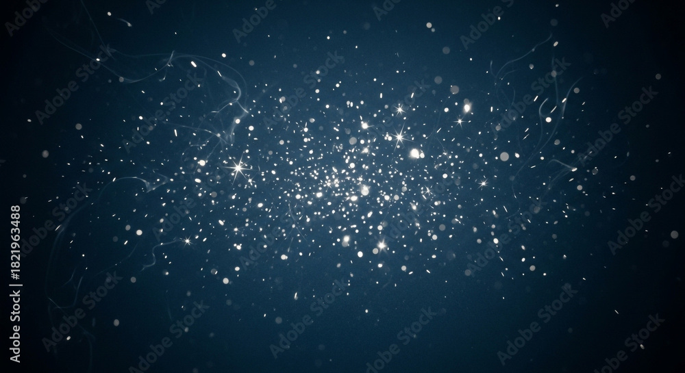 Fototapeta premium Abstract dark blue background with sparkling glittering particles