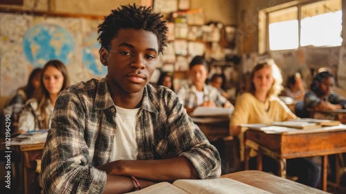 Students engage in learning inside a classroom with natural light during a lesson on a sunny day