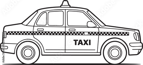 taxi car vector illustration, black and white
