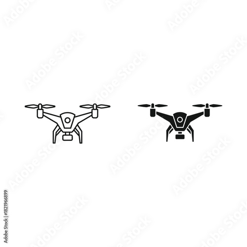 Two drone icons side by side one outline and one filled