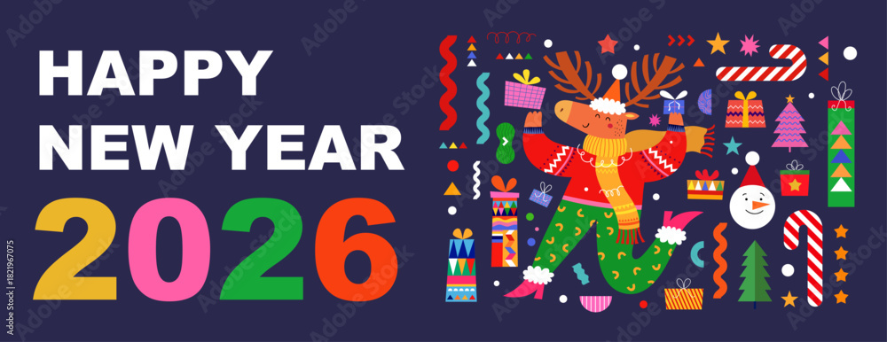 Obraz premium 2026 Holiday New Year template.