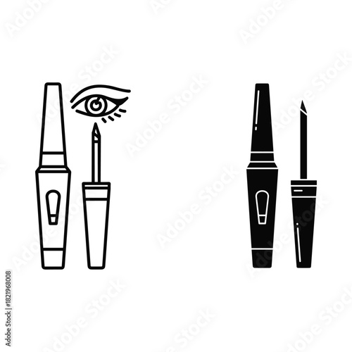 Two eyeliner icons one black and white outline and one solid black