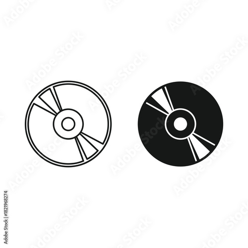 Two hand drawn style compact discs one black and white one solid black