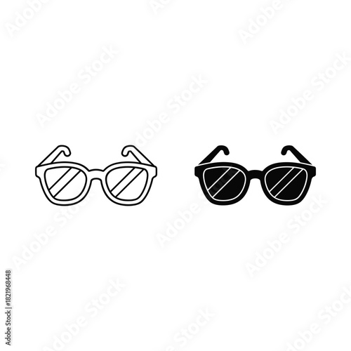 Two hand drawn styles of eyeglasses side by side