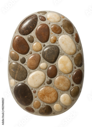 Composite stone featuring diverse pebble inclusions and a solid matrix.