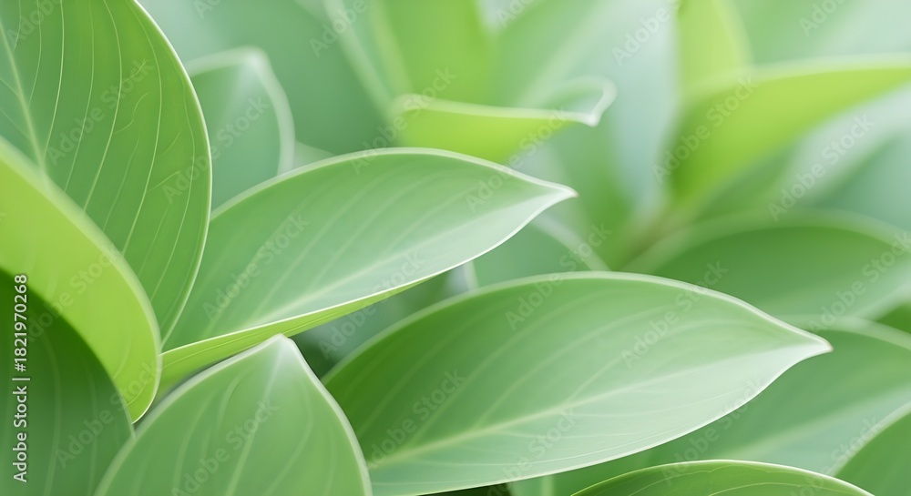 Obraz premium Soft Green Botanical Background With Blurred Leaf Shades and Smooth Natural Light Creating Calm Organic Atmosphere