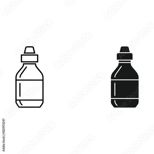 Two simple bottle icons one outline and one solid black