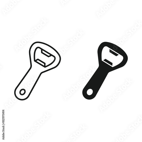 Two simple bottle openers one outline and one solid black silhouette