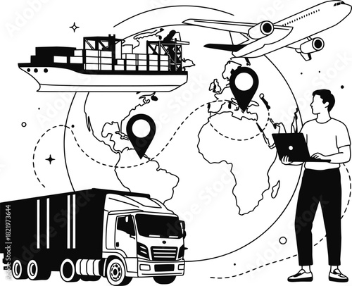 Global logistics and shipping network with diverse transportation methods