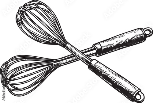 Stainless steel wire whisk isolated on a white background