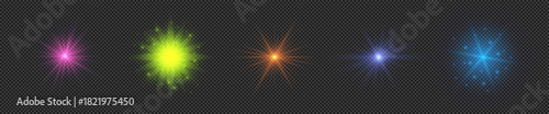 Set of light effects of lens flares