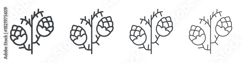 Pine Cone icon outline style vector. outline icon set.